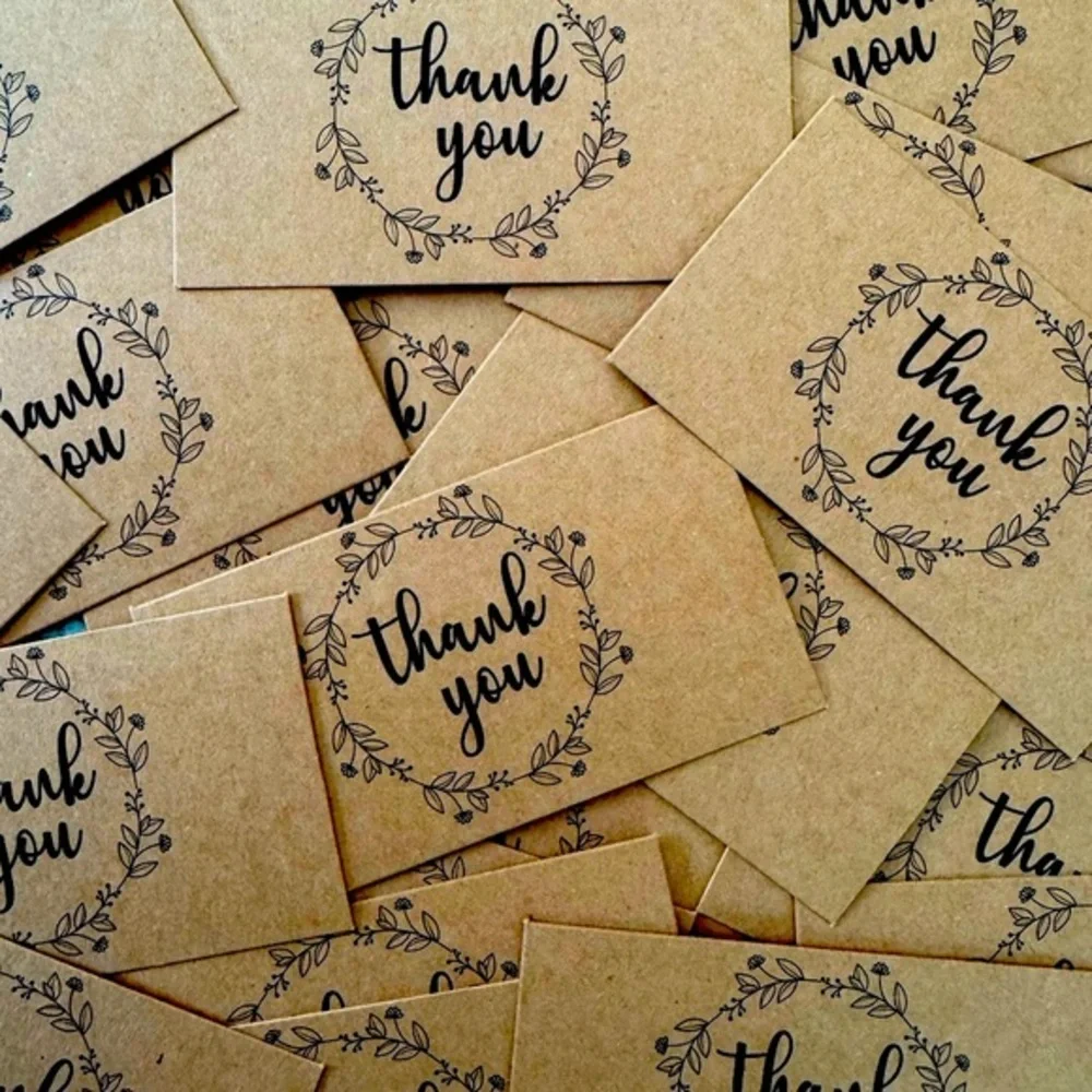 25 Kraft Paper Thank You Cards (2x3.5in)